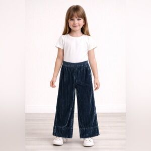 Velvet Wide Leg Kids Pants from Zara - Blue SIZE 9US GIRLS